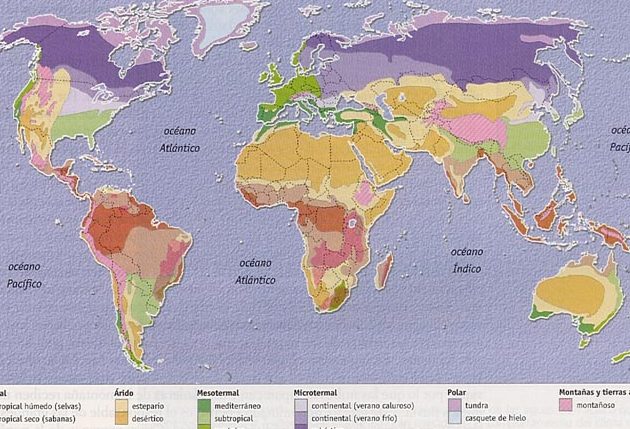 explorando el mapa de climas del mundo climas con a o y e
